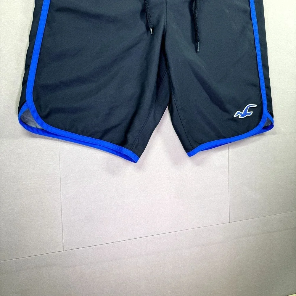 Hollister Board Shorts‎ Men XS Black Blue Swim Trunks Retro Surf Skate